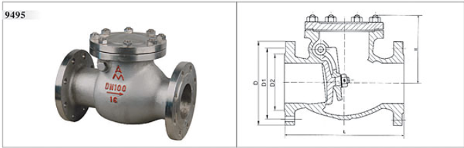 埃美柯鑄鋼法蘭止回閥結(jié)構(gòu)圖