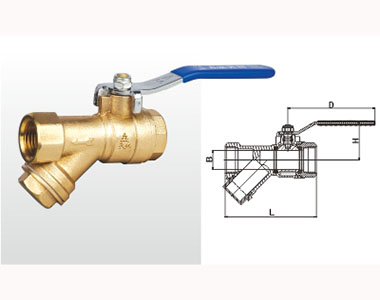 埃美柯黃銅過濾器球閥結構圖